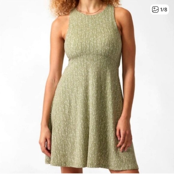 Athleta Size 1X Santorini Thera Printed Tank Dress Green Athleisure Casual - Picture 1 of 7